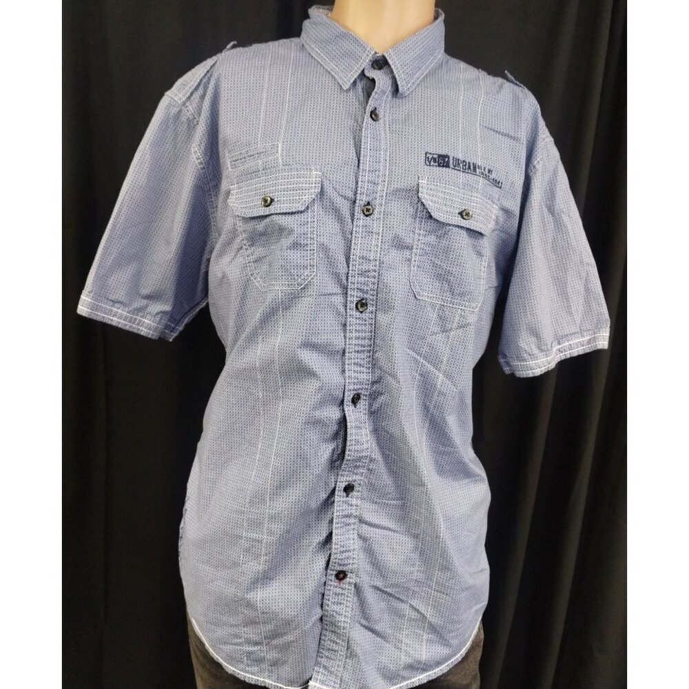 Projek Men's Blue Short Sleeve Button Up Shirt Size XL SKU 2265